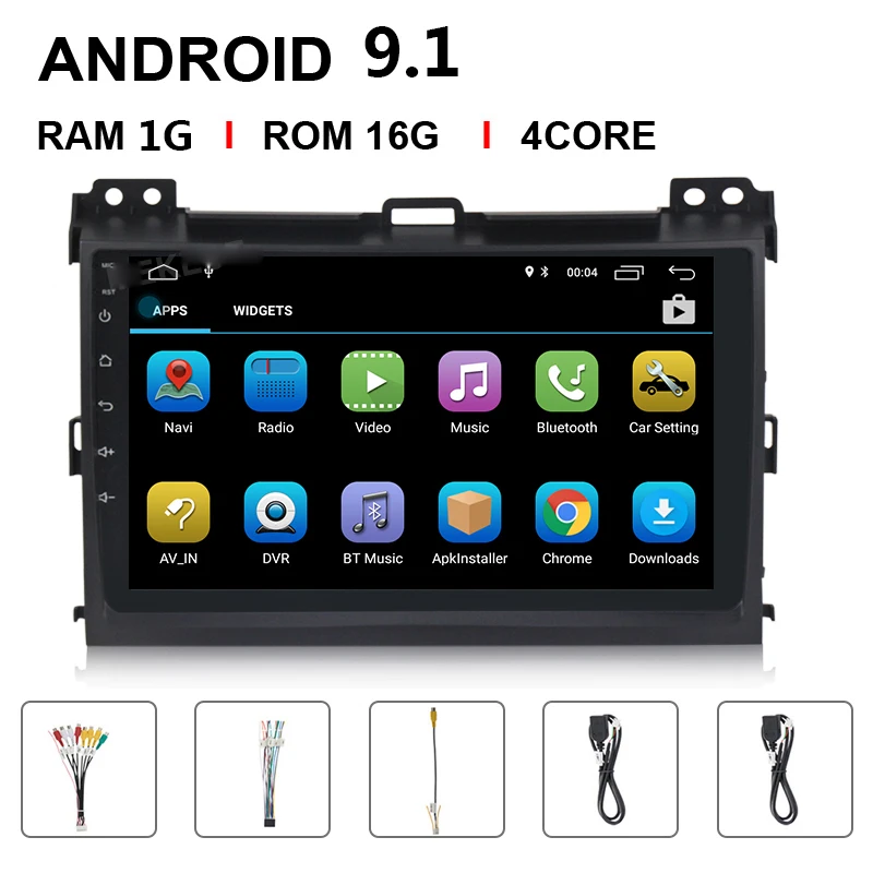 9 дюймов 2 Din Android 9,1 Автомобильный мультимедийный плеер для Toyota Prado 120 2004-2009 авто радио 2din gps навигация FM камера DVR OBD - Цвет: 1 16G  NO Camera