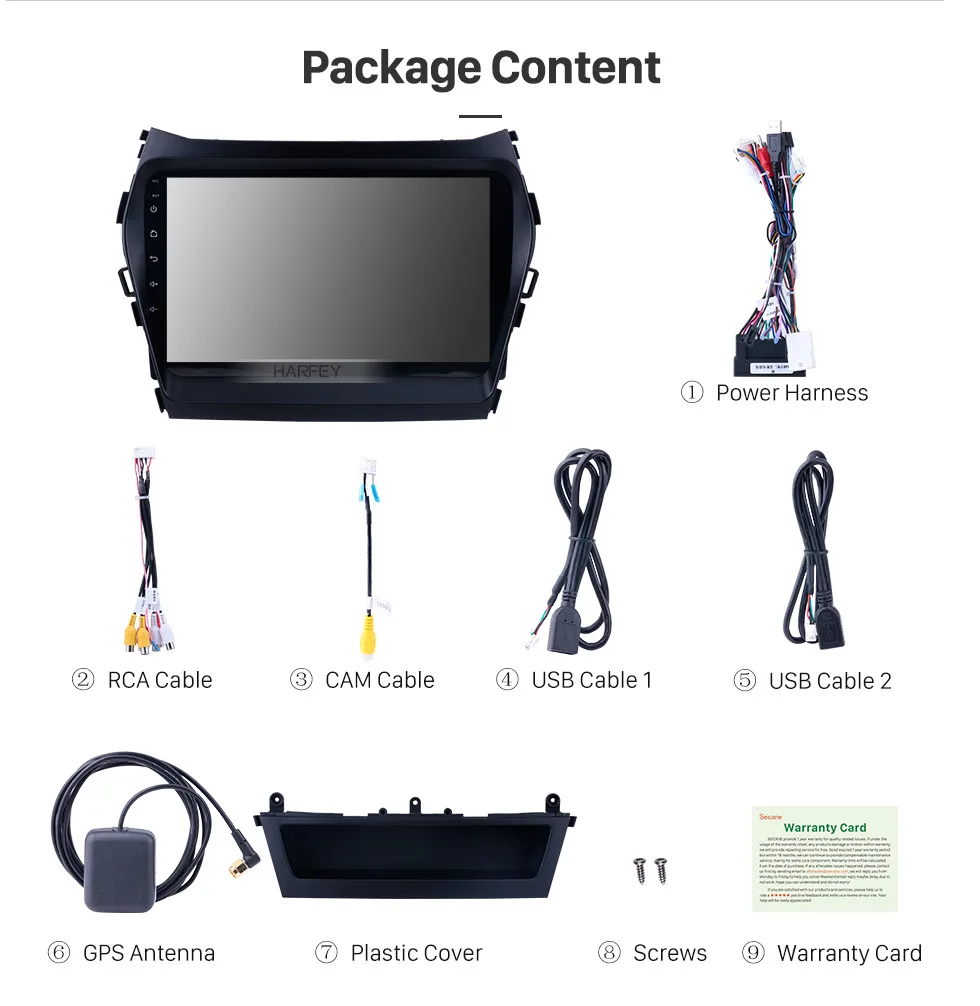 Best Harfey Car Radio Android 9.0 For 2013 2014 2015-2017 Hyundai IX45 SantaFe 9 inch Bluetooth WIFI GPS Navigation Multimedia Player 16