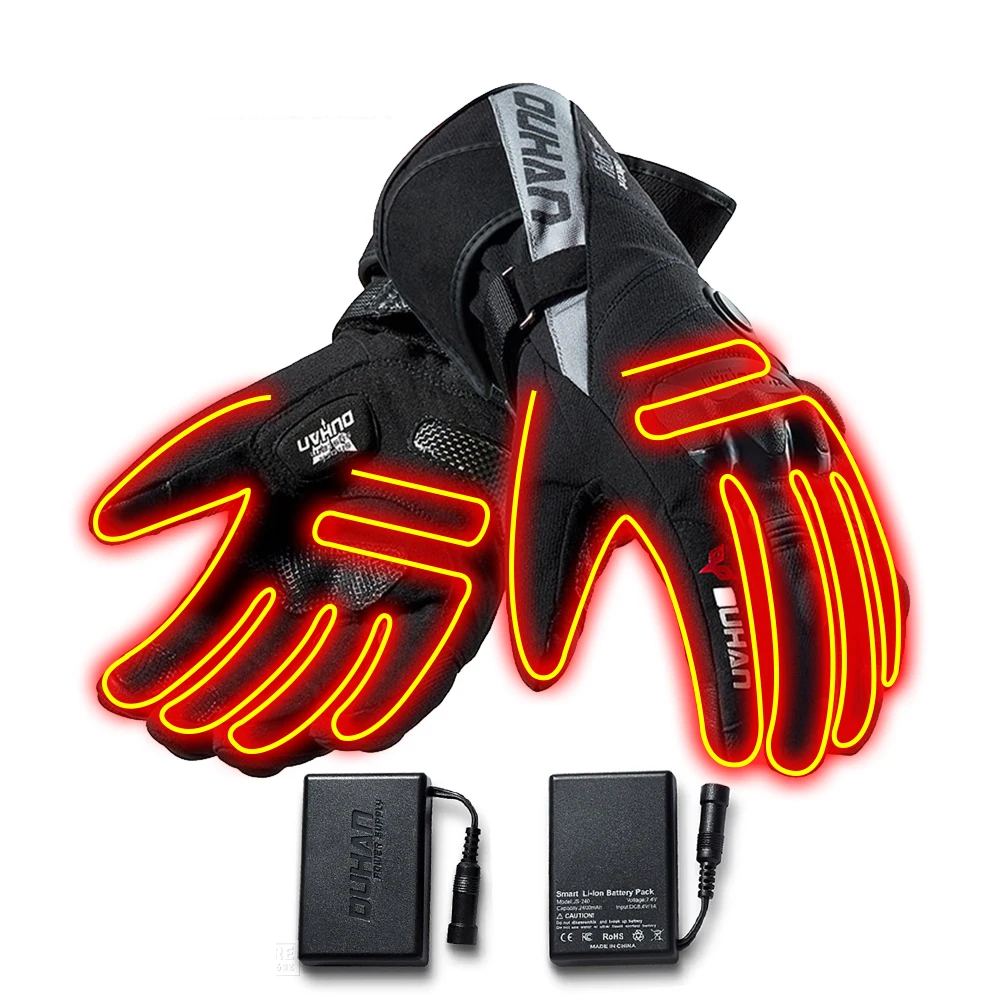 DUHAN перчатки для мотоцикла с подогревом водонепроницаемые Guantes Moto Heating Moto перчатки с питанием от батареи мотоциклетные гоночные перчатки для верховой езды - Цвет: DS-1910 Grey