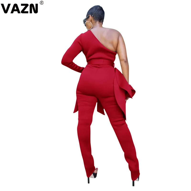 VAZN CX161, новинка, неопрятный сексуальный клубный модный однотонный комбинезон с длинным рукавом и открытыми плечами, женские облегающие комбинезоны с высокой талией