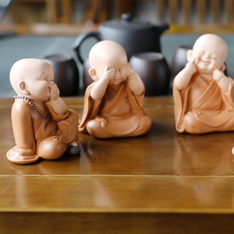 Статуэтка маленького монаха из смолы миниатюрная буддийская статуэтка