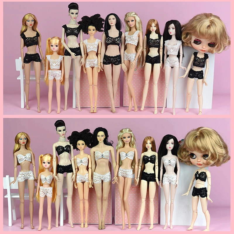 1 комплект мягкое кружевное нижнее белье бюстгальтер и трусы для куклы Барби трусики для Blythe 1/6 BJD куклы Топ и трусы для кукольный домик Barbie