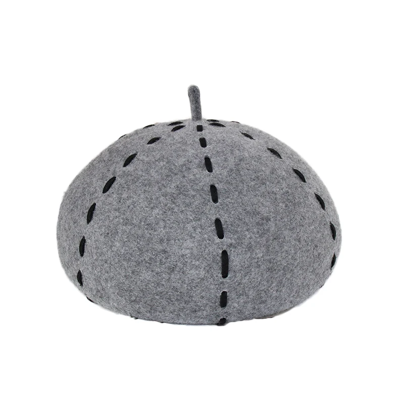 Grey beret FS женские шерстяные винтажные береты, женские весенние Зимние береты, шапка художника, одноцветные кепки с полосками, женская шапка, теплая прогулочная шапка - Цвет: Grey beret