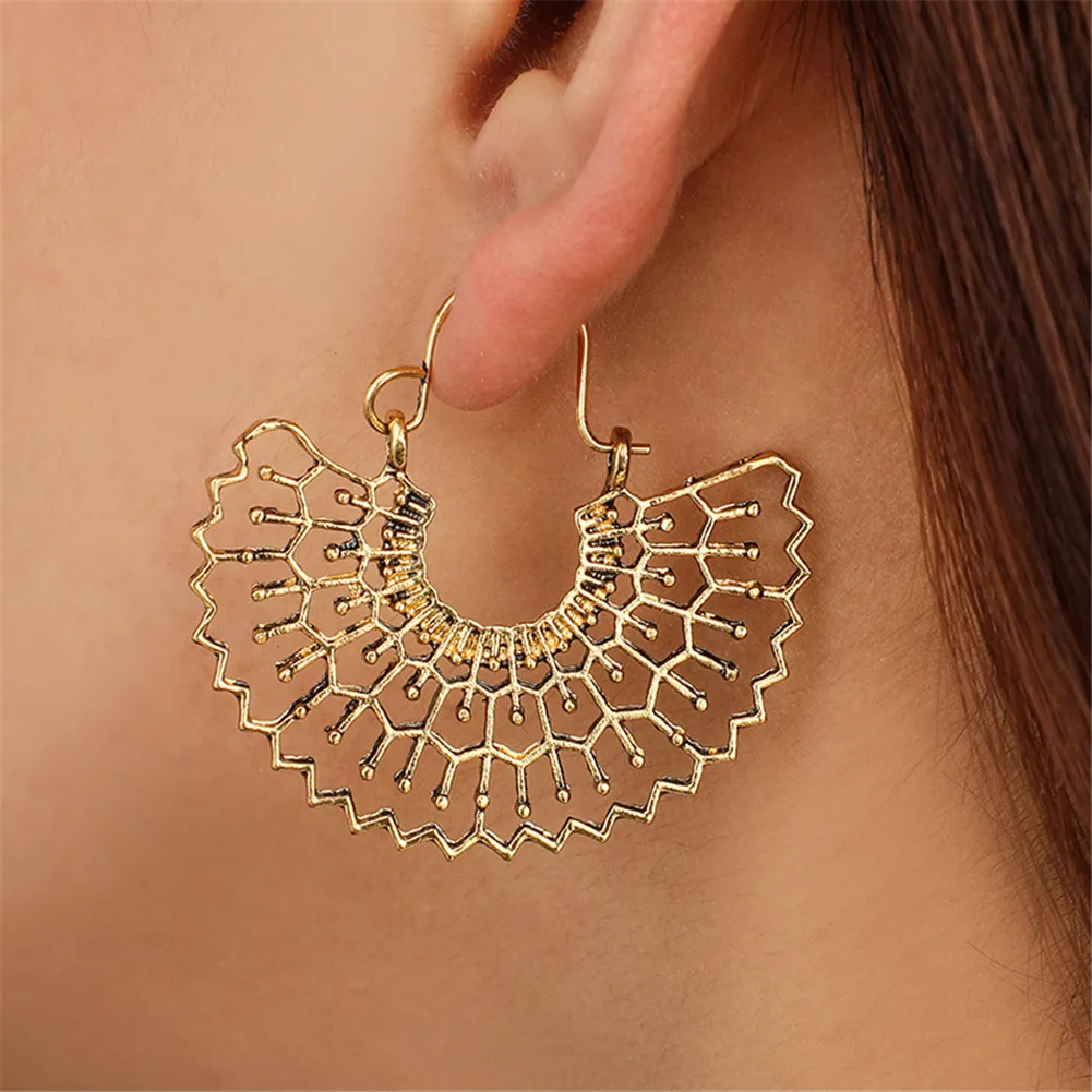 Bohemian Flower Earrings Dangle Drop Vintage Tribal Hollow Lotus Mandala Flower Floral Basket Earrings Ear for Women Jewelry 5