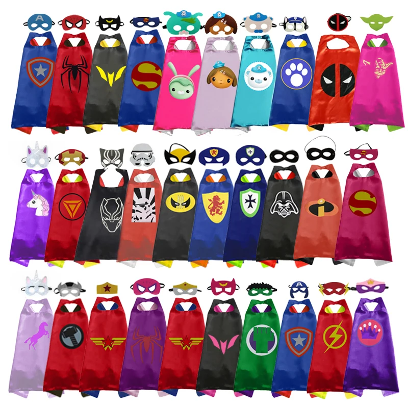 

2019 Superhero Capes with Masks for Kids Birthday Party Supplies Party Favor Halloween Costumes Dress Up Girls Boys Cosplay