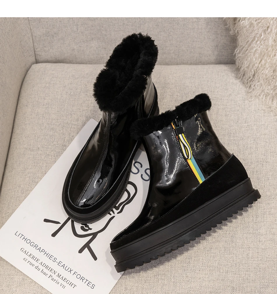 Плюс Размеры 34–43 Модные теплые женские сапоги натуральный мех, шерсть ботильоны теплые зимние ботинки для Для женщин классические зимние ботинки на молнии