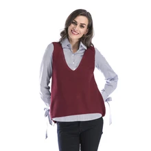 Осенний женский свитер вязаный жилет с v-образным вырезом свитер, жилет, пальто Женский вязаный пуловер без рукавов свитер женский