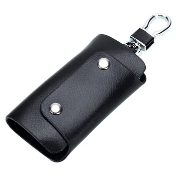 

Genuine Leather Key Wallets Women Hasp Keychain Covers Hasp Key Case Bag Men Key Holder Housekeeper Keys Organizer Rivets