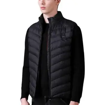 

Unisex Winter Stand Collar Smart USB Charging Heating Zipper Vest Warm Jacket print vest men's winter free shipping