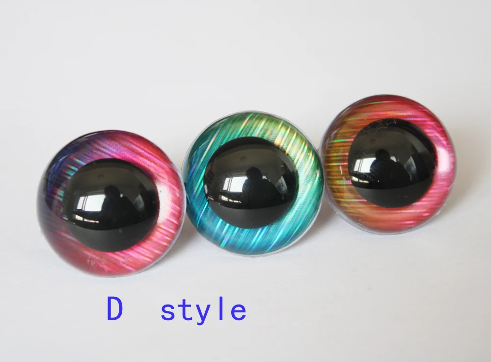 1pair/lot 26mm/28mm/30mm/40mm round clear safety toy eyes +glitter rainbow  fabric+hard washer for diy doll findings--mixed color