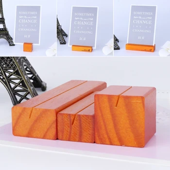 

Natural Wood Note Holder Block Clips Paper Photo Picture Card Holder Clamp Stand Table Decor