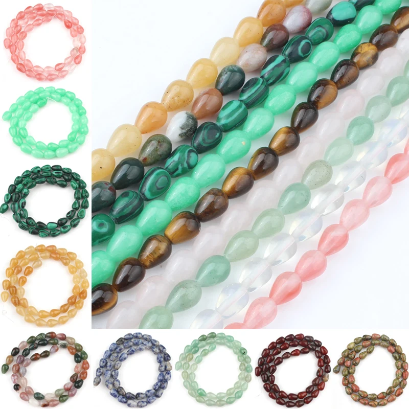 

Natural Stone Agates Howlite Jaspers Crystal Beads Water Drop Loose Spacer Beads DIY Handmade Bracelet For Making Jewelry 15"