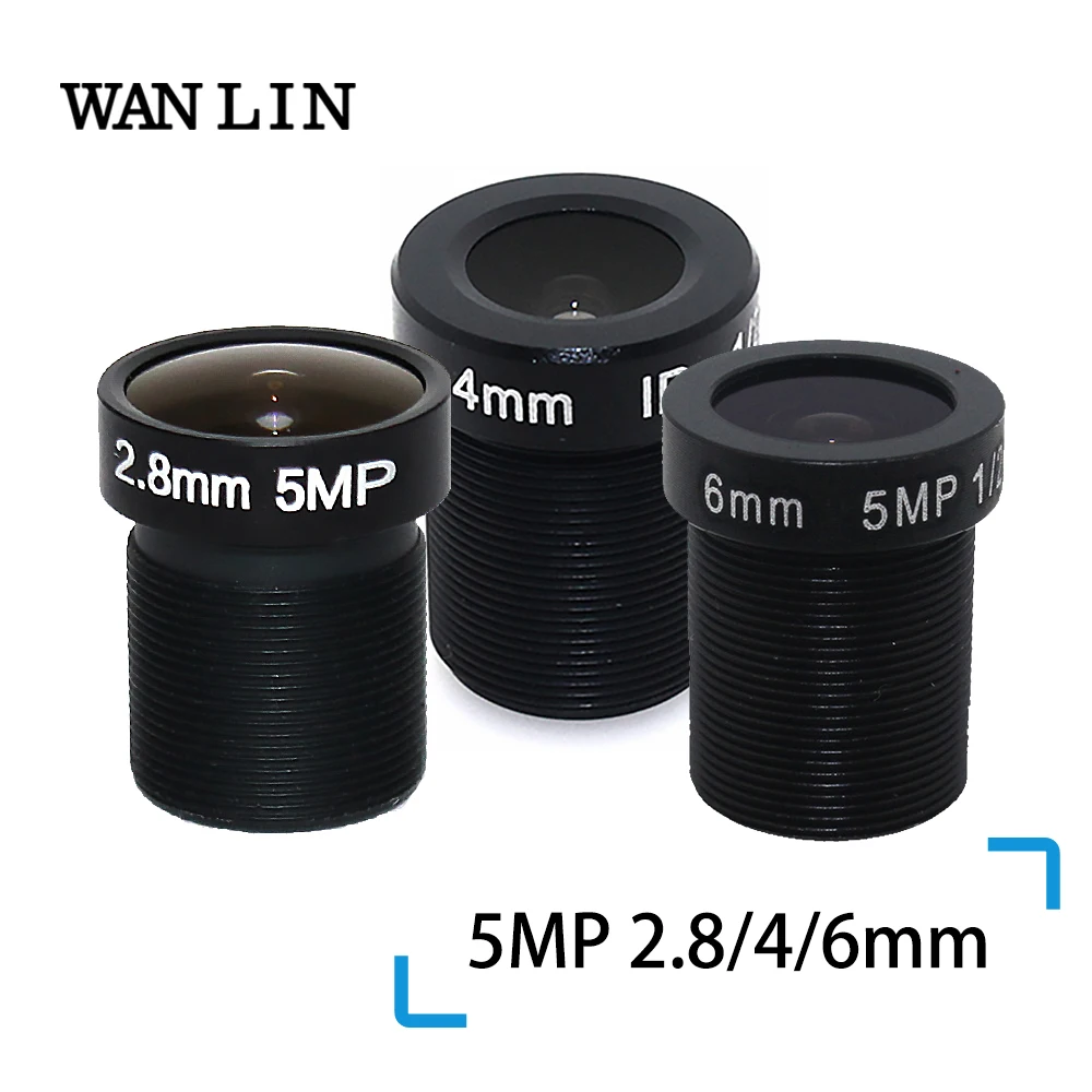 Camera Lens Surveillance Camera Accessories 5MP 2.8/4/6mm CCTV LENS Security Camera Lens M12 Aperture F2.0 1/2.5" Image Format Surveillance Camera Lens HD