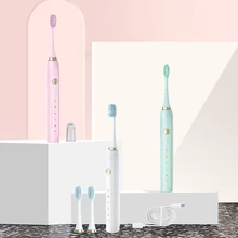 Путешествия лучшее качество звуковая электрическая зубная щетка для взрослых USB зарядное устройство перезаряжаемая ультра Звуковая электронная зубная щетка сменные головки
