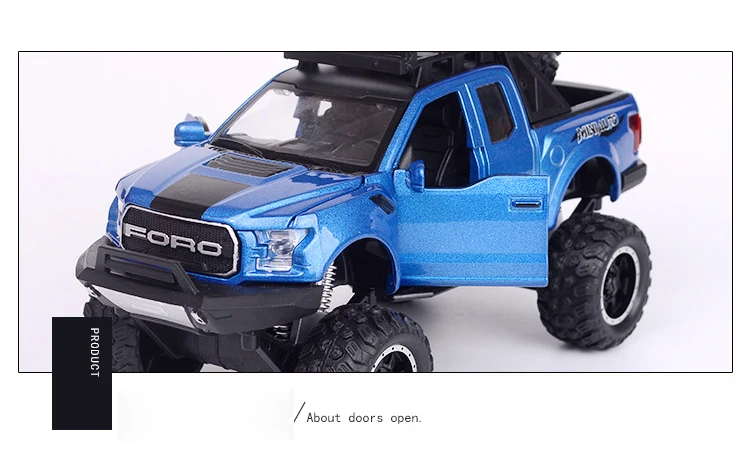 Горячая масштаб 1:32 большие колеса литой автомобиль Ford F150 Raptor пикап металлическая модель с светильник и звуковая коллекция игрушек
