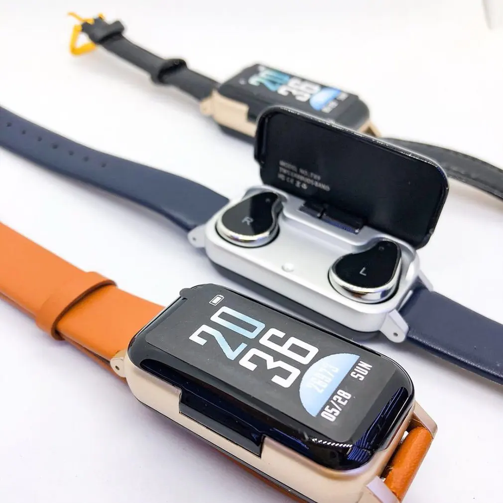 T89 TWS Smart Binaural Bluetooth Headphone Fitness Bracelet Heart Rate Monitor Smart Wristband Sport Watch Men Women