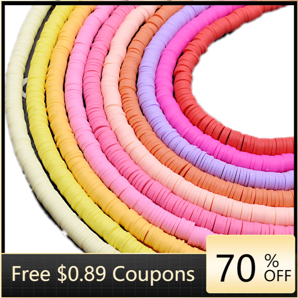4mm Multi Colors Flat Round Handmade Polymer Clay Beads Chip Disk Loose Spacer Beads For Fashion Jewelry Making Diy Necklace Beads Aliexpress