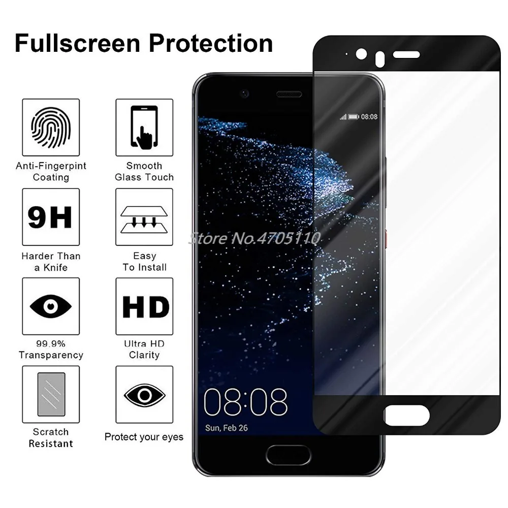 2.5D 9H полная Защита экрана для HuaWei P10 Lite PLUS закаленное стекло изогнутая Защитная