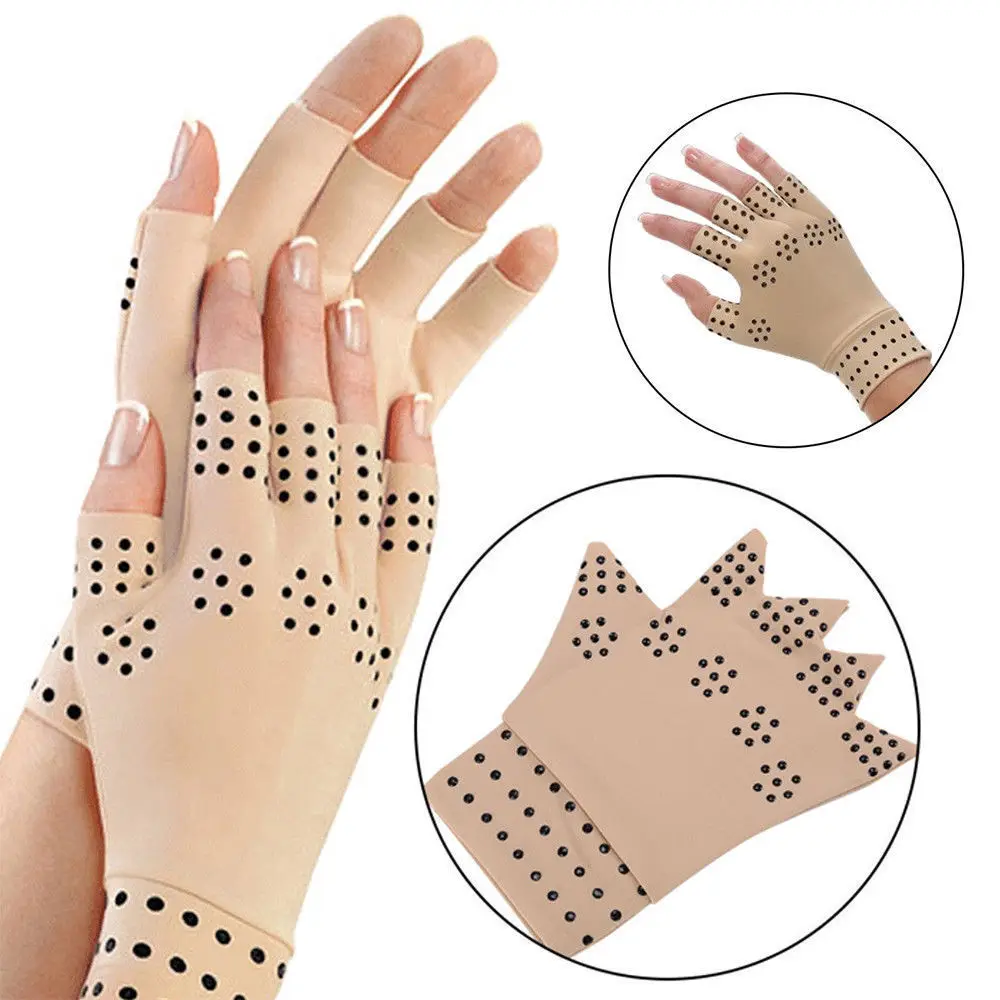 

1 Pair Magnetic Therapy Fingerless Gloves Arthritis Pain Relief Heal Joints Braces Supports Foot Care Tool Latex Hand Gloves
