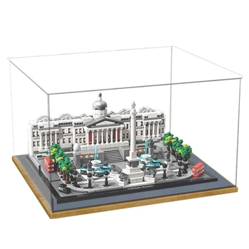 

27 x 24 x 16cm Acrylic Show Case For Trafalgar Square 21045 Building Block (Display Box Only, No Kit)- Black (Solid Wood)