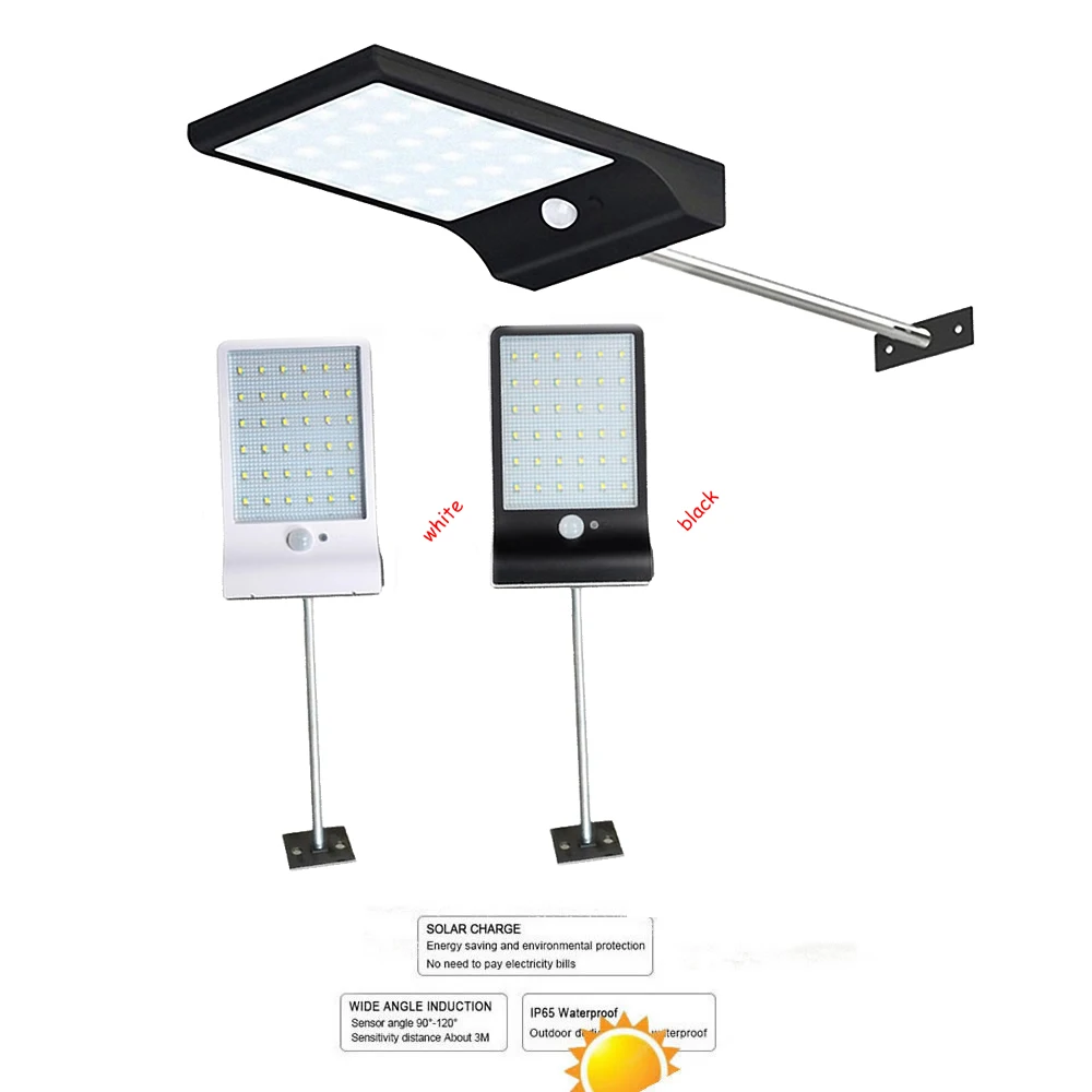 

Aluminum pole 48/36 LED energia solar light outdoor PIR Motion Sensor for garden decoration solar lamp Security light Spotlights