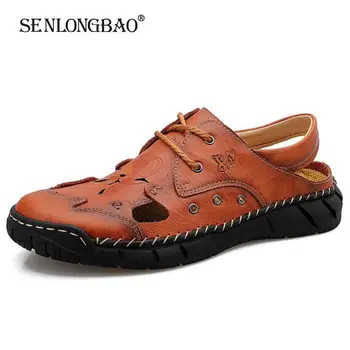 

High Quality Genuine Leather Men Sandals New Summer Fashion Casual Men Shoes Beach Sandals Anti-slip Roman Sandals Size 38-50