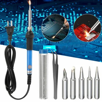 

NEW 110V 60W Electric Soldering Iron Adjustable Temperature welding Solder iron tool With Soldering Iron Stand Tool Kit Set