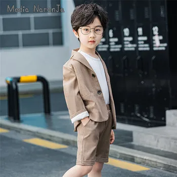 

2020 Spring Summer New Children Clothing Korean style Casual Small Suit Plaid 2pcs gentlemen Set photography outfits