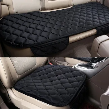 

Beige/Grey/Black 3Pcs/Set Front/Back Car Seat Pads with Buckles Square Soft Cotton Car Seat Cushion Auto Chair Pad Mat Hot