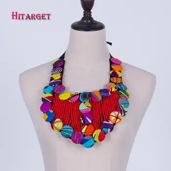 

New Colourful African Button Necklace African Accessories for Women Bohemia Style Women Rope Chain Statement Necklace WYB224