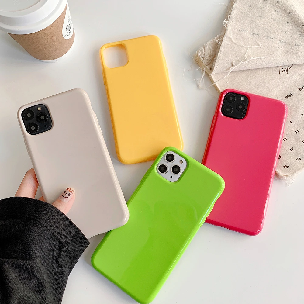 Флуоресцентный зеленый однотонный чехол LOVECOM для телефона iPhone 12 Mini 11 Pro Max XR X XS 7 8