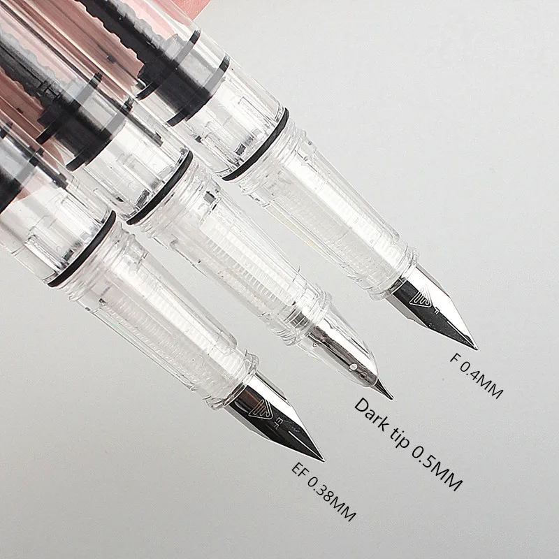 Lanbitou 3059 Fountain Pen Piston Plastic Ink Pen EF/F Nib Silver Clip Business Stationery Office school supplies Writing Gift
