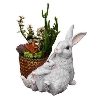 

Cartoon Rabbit Succulents Flower Pot Resin Arts Cute Creative Bunny Plant Art Houseplant Garden Decoration Animal Ornament R3032
