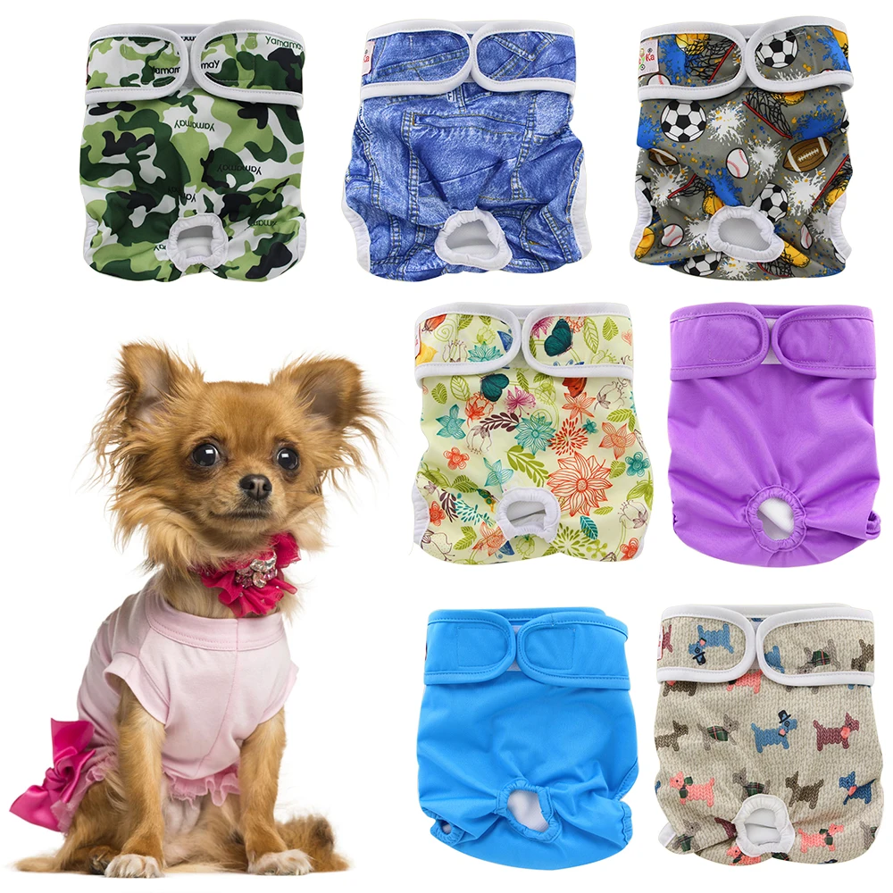 Ohbabyka, женские подгузники для собак, моющиеся шорты, физиологические штаны для щенков, мультипликационный принт, подгузники для домашних животных, нижнее белье для девочек, собак, размеры s, m, l