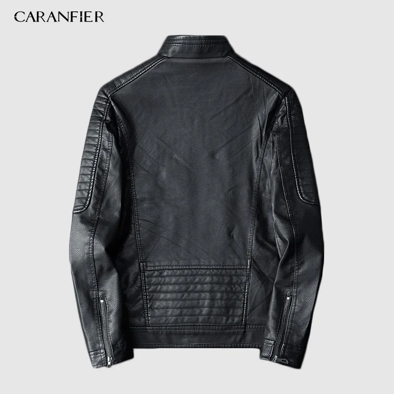 CARANFIER мужские кожаные куртки зимнее пальто для мужчин плюс бархатная верхняя одежда Байкерская мотоциклетная Мужская Классическая Военная Тактическая искусственная куртка