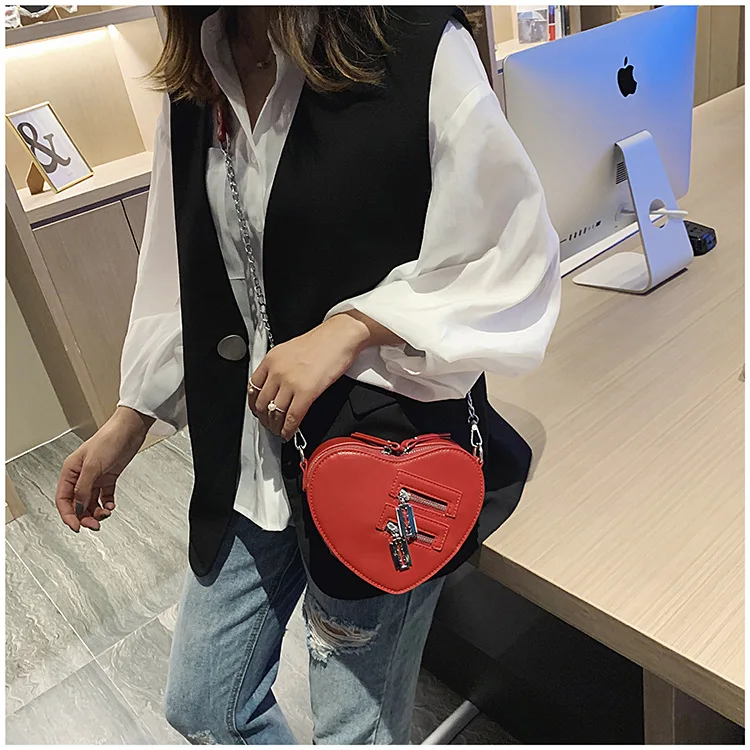 Женские кошельки и сумки, модная красная сумка на плечо в форме сердца, женская сумка через плечо на цепочке, дамская сумочка и клатч