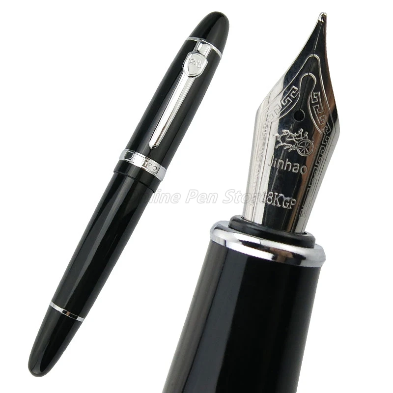 

Jinhao 159 Metal Black Barrel Silver Trim Big Size 18KGP Broad Nib 0.7mm Fountain Pen Office School Wholesale Writing Accessory