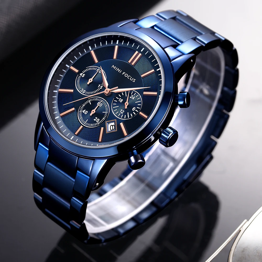MINIFOCUS, мужские армейские военные спортивные часы, кварцевые часы, сталь, лучший бренд, роскошные часы, модные синие наручные часы, Relogio Masculino