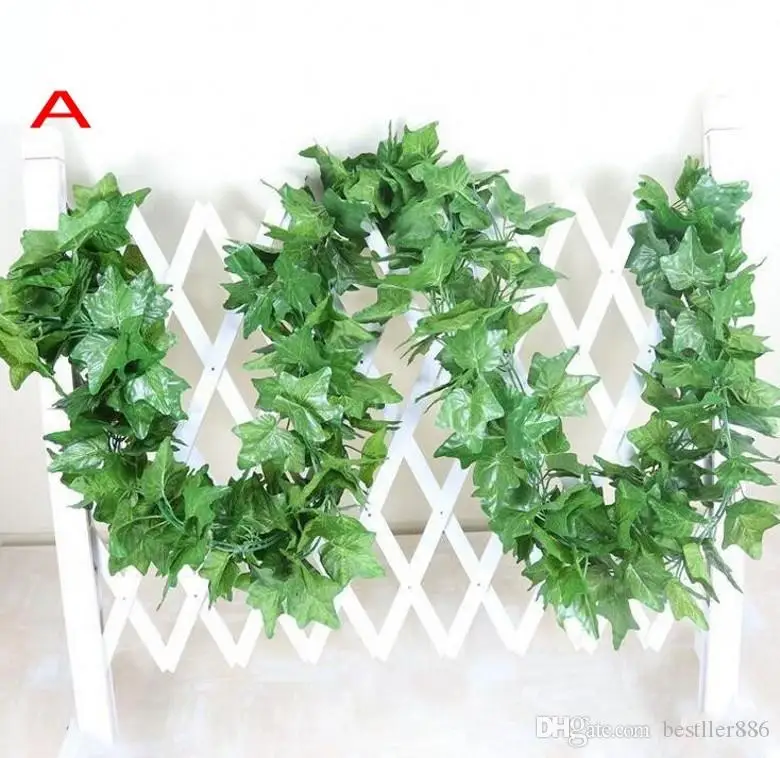 2.2m artificial Fake plants green Ivy Leaves Artificial Grape Vine greenery garland wedding flower home decoration Cheap