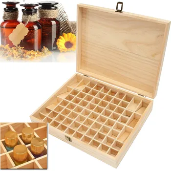 

74 Bottles Natural Single-layer Essential Oil Organizer Wooden Large Storage Box Organizer Aromatherapy Essential Oil Case