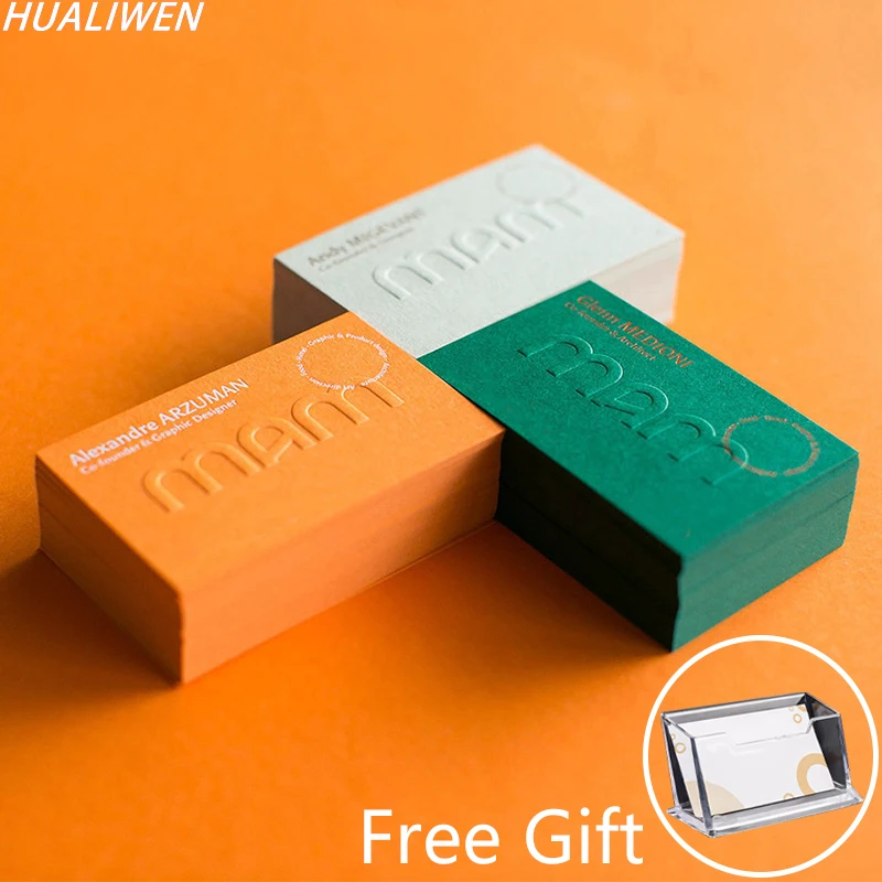 

100PCS Customized Full-color Double-sided Printing Business Card Embossing Business Card 500G Paper 90*54MM
