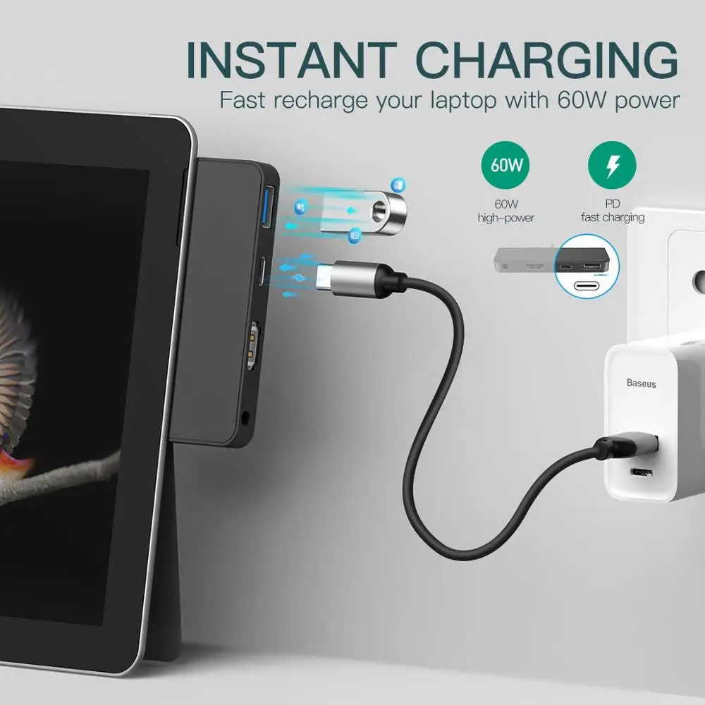 Surface go Docking Station Usb c para Hdmi Usb 3.0 Aux Adaptador tipo c 4k - Image 4