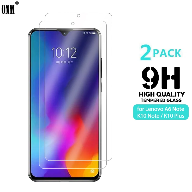 2 шт. закаленное стекло для lenovo K10 Note / Plus защита экрана 2.5D 9H A6 защитная пленка|glass for
