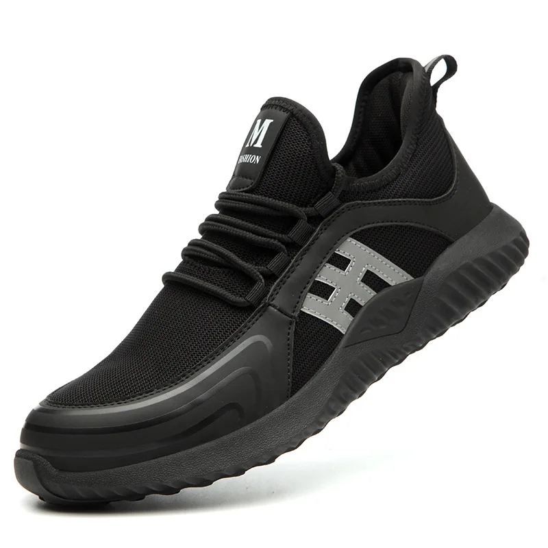 Hohner/Мужская защитная Рабочая обувь со стальным носком; безопасная Строительная обувь; нескользящая обувь для пирсинга; нестираемая обувь; большие размеры 36-48 - Цвет: black gray