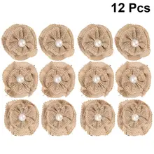 12 шт. простой джутовый цветок с жемчугом декоративные ручной работы грубой текстуры одежды аксессуары для свадебной вечеринки DIY Ремесло фестиваль