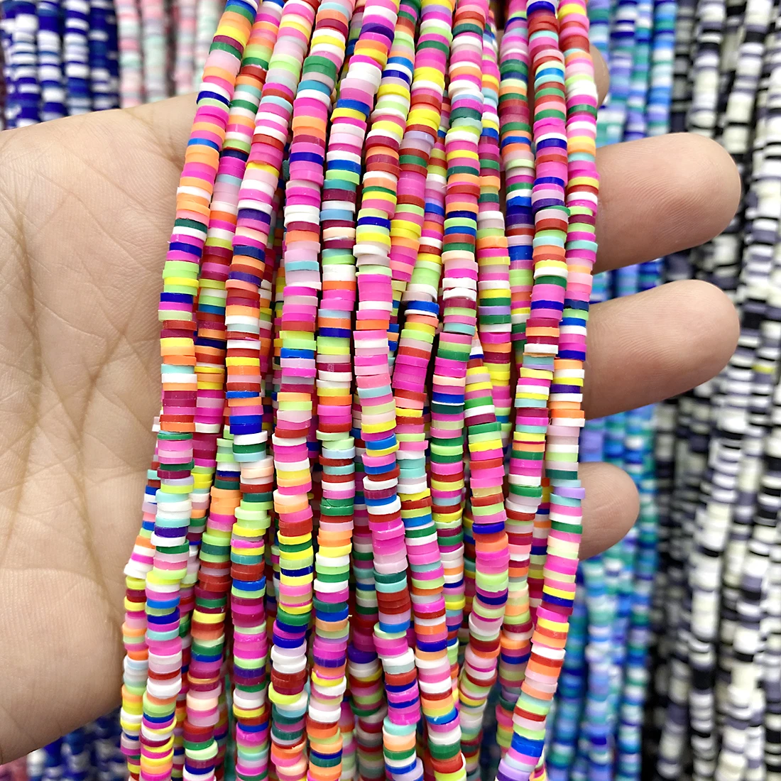 4mm Flat Round Polymer Clay Beads Chip Disk Loose Spacer Handmade Beads