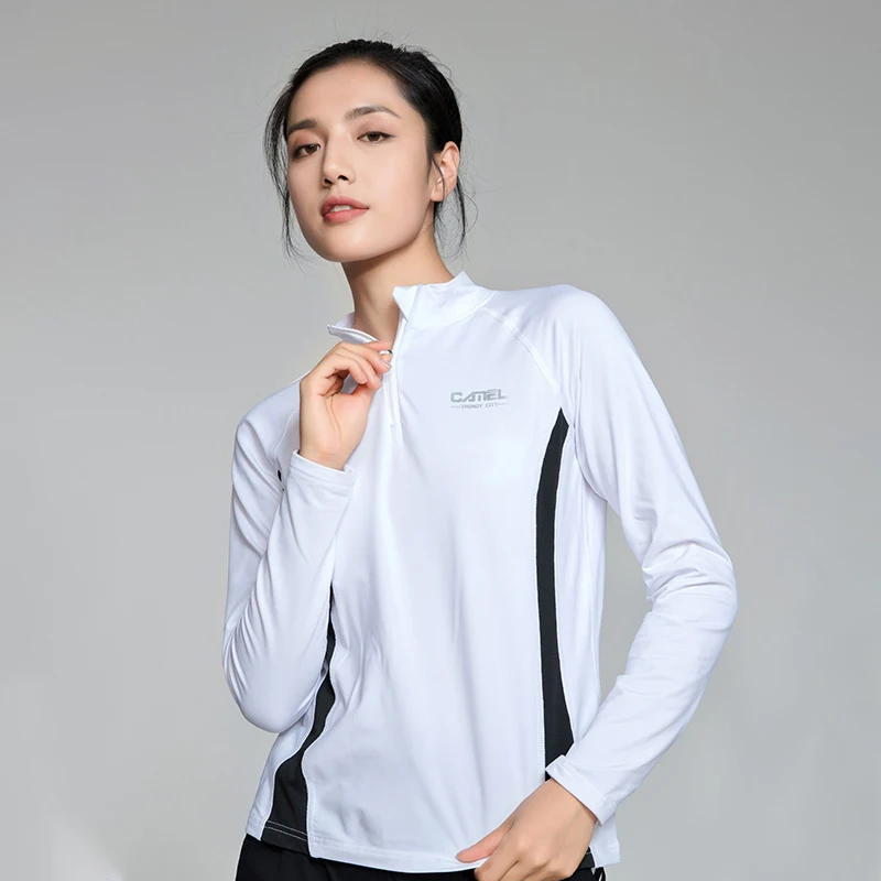 GOLDEN CAMEL Sports Shirts Women Fashion Outdoor Long Leeved T-shirt Yoga Clothes Fitness Gym Running Tops Shirt Plush Sportwear