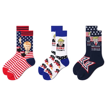 

Creative Donald Trump Make America Great Again National Flag Stars Stripes Socks Funny Women Casual Men Short Happy Cotton Socks