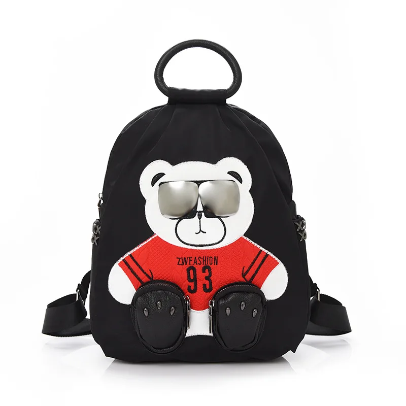 Стиль корейский стиль модный кожаный рюкзак в студенческом стиле милые Солнцезащитные очки медведь школьная сумка рюкзак