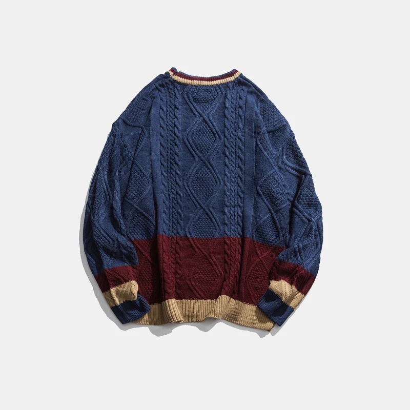 Мужские пуловеры, свитера, смешанные в стиле ретро, вязаные акриловые, большие размеры, хип-хоп Уличная одежда Harajuku, Осенние новые повседневные мужские свитера с круглым вырезом
